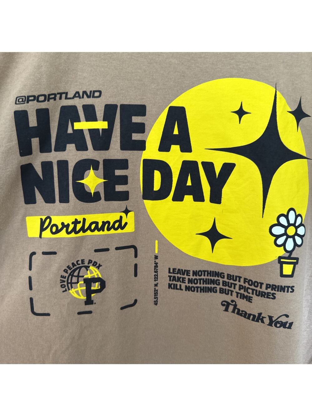 Portland Gear “Love Peace PDX” Men's Brown Short Sleeve XL T-Shirt NWT